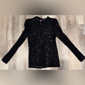Black Lace Long Sleeve Shirt Size Medium Brand INC